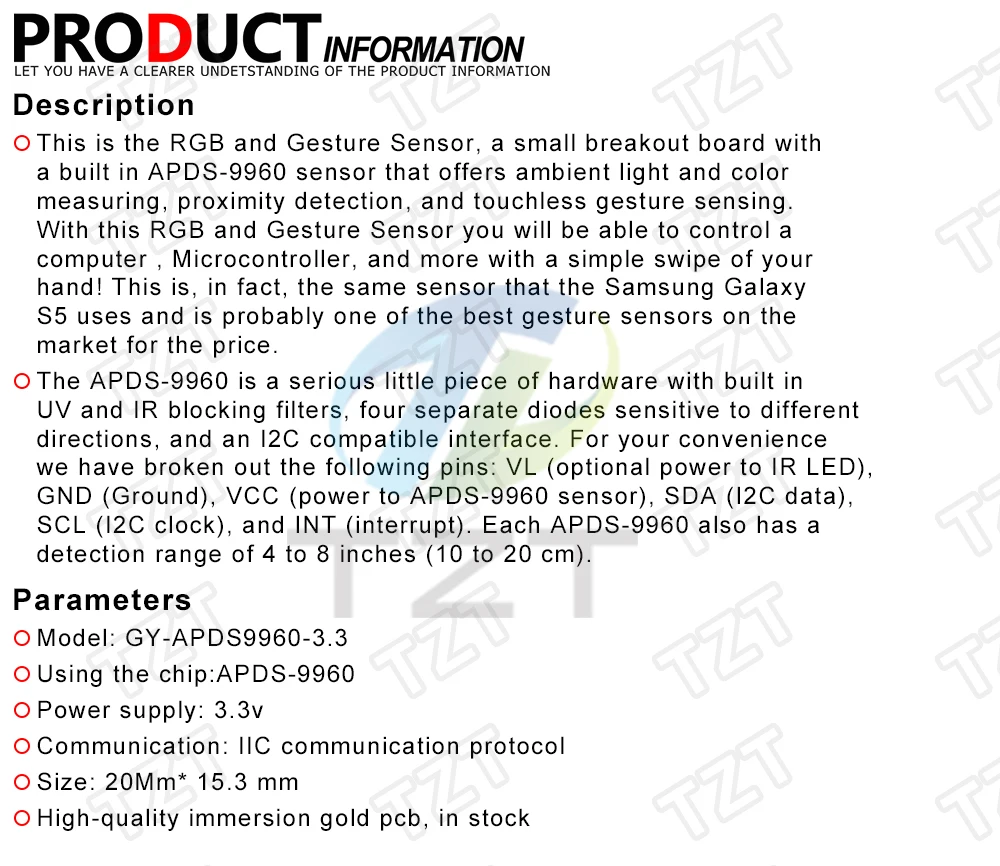 DIY Mall RGB датчик жестов APDS-9960 ADPS 9960 для arduino IEC интерфейс 3,3 V обнаружитель близость зондирования цветной УФ-фильтр