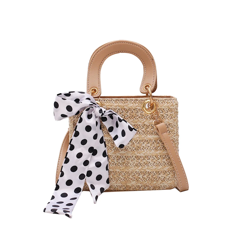 

Women Weave Lace Crossbody Cute Brand Designer 2020 Knitting Straw Soild Color Shoulder Handbags Lady Retro Travel Bag Female