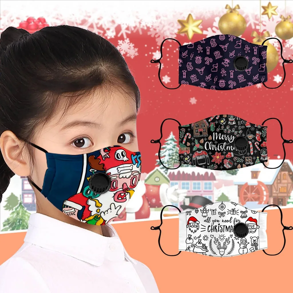 Детская модная Рождественская маска для лица с принтом Пыленепроницаемая