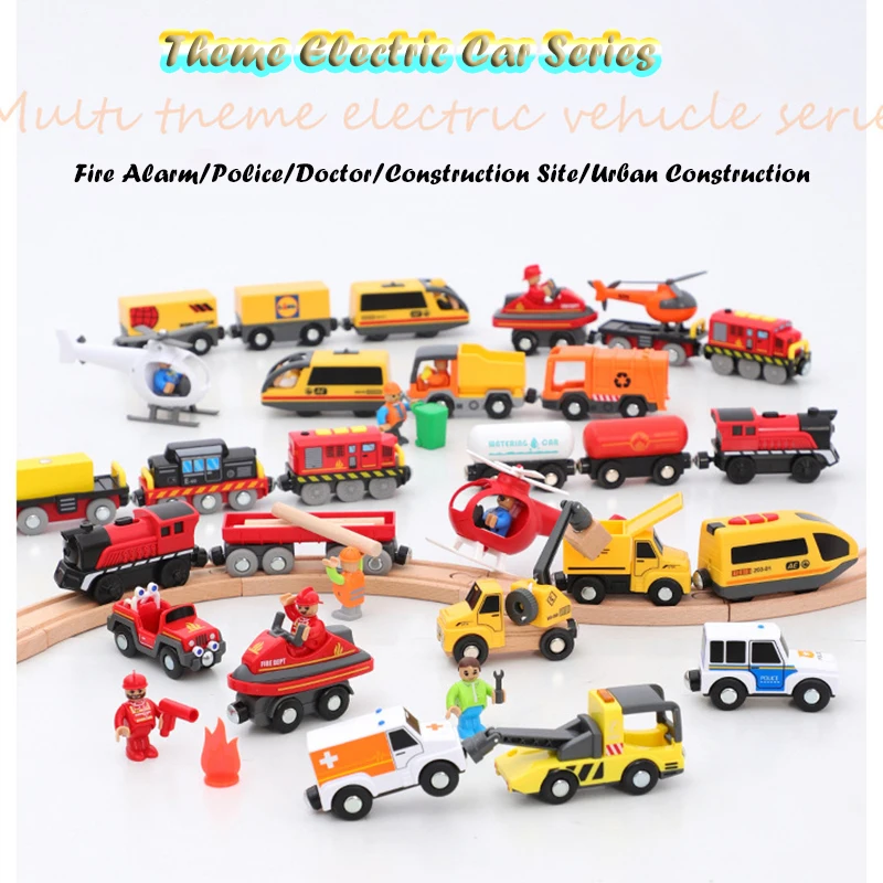 

Educational Puzzle Wooden Track Electric Train Simulation Rescue Scene Children'S Toy Magnetic Push-Pull Toy Interaction Gift