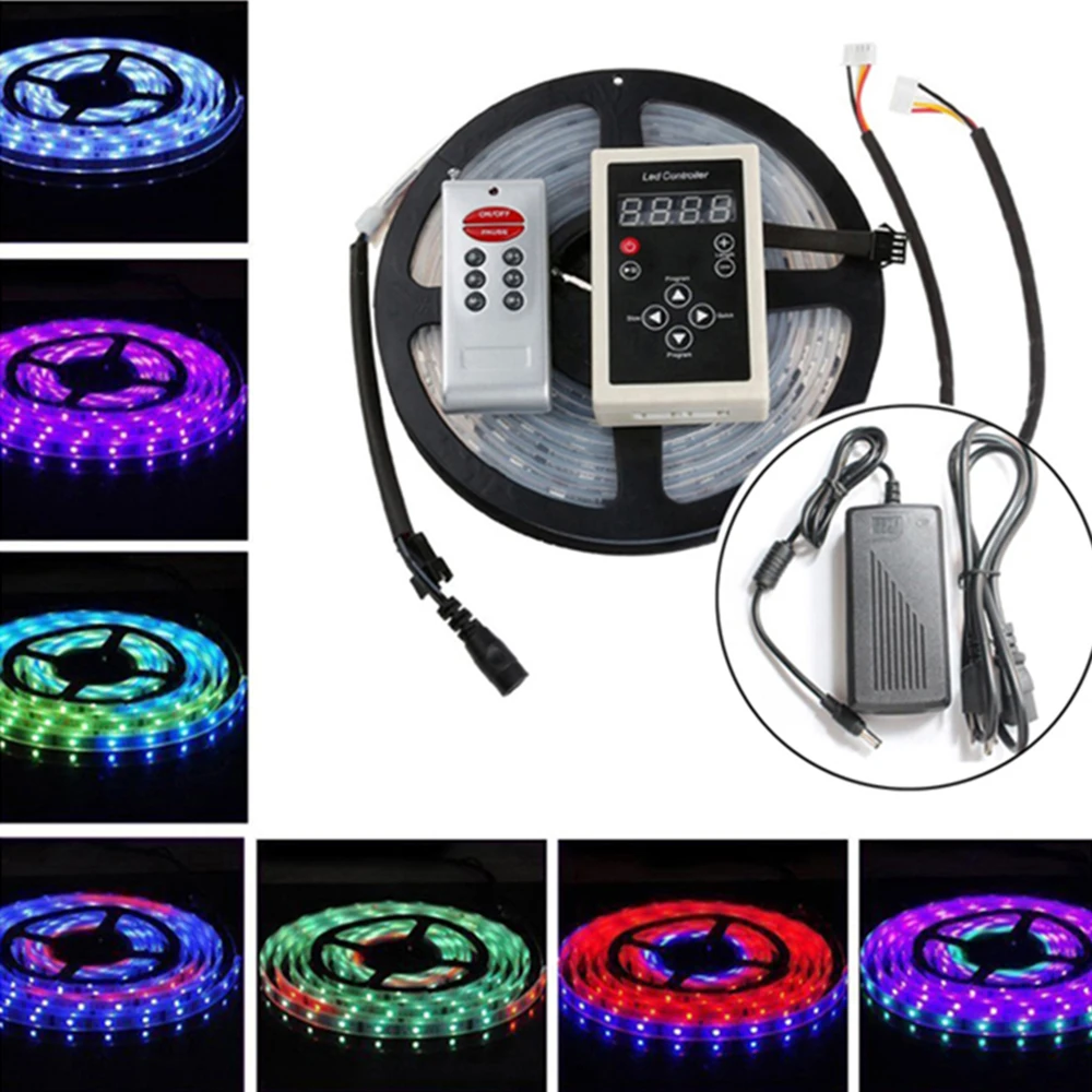 

DC 12V 5M 6803IC 5050SMD RGB Dream Color 150LEDs LED Strip Light Waterproof 133 Program RF Remote Power Kit Holiday Decoration