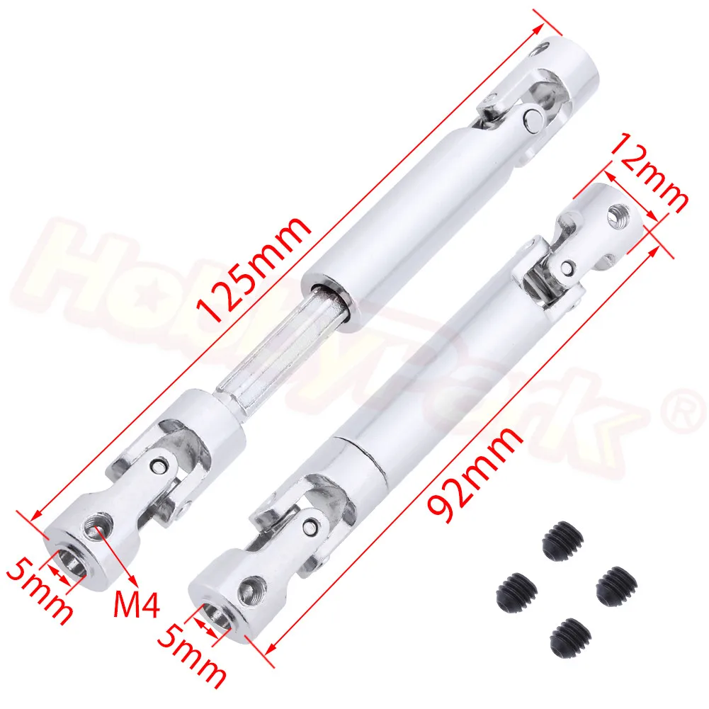 

2pcs Steel Drive Shaft CVD 110-155mm / 92-125mm Heavy Duty For 1/10 RC Rock Crawler RC4WD D90 Axial SCX10 Tamiya CC01 TF2