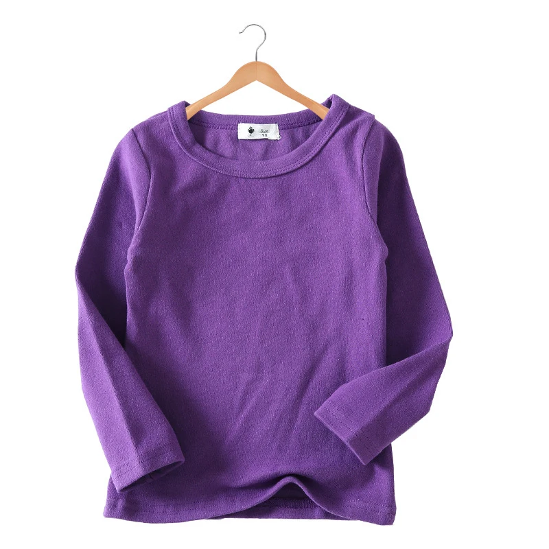 grape purple Новинка года, осенне-зимние топы с длинными рукавами для маленьких мальчиков и девочек, топы унисекс в Корейском стиле для маленьких мальчиков и девочек, футболка для младенцев, LZ113 - Цвет: grape purple