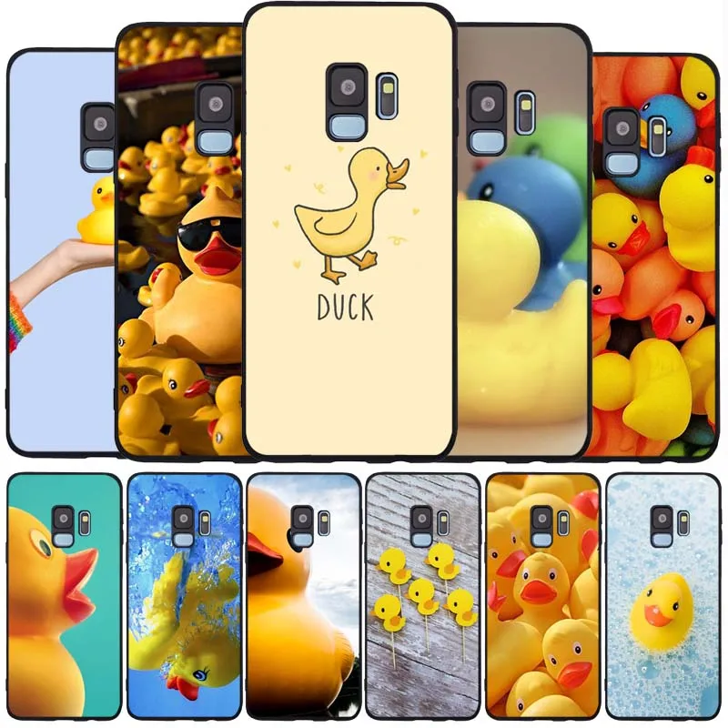 Yellow duck cute Black Silicone Phone Case For Samsung S21 S20 A11 S10 S10E S9 S8 Plus Lite Note10 Note20 Ultra TPU Cover | Мобильные