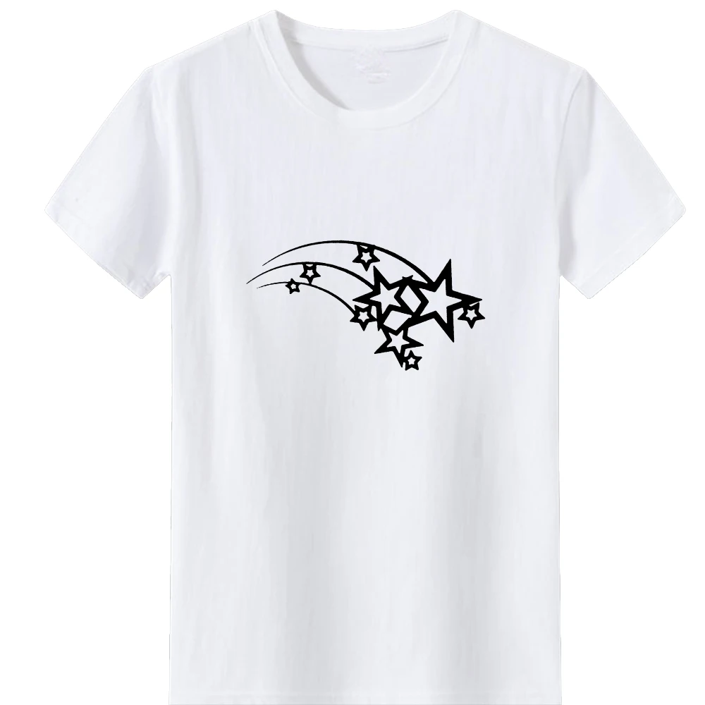 

Футболка женская со звездами и метеоритами, Повседневная модная Свободная рубашка в стиле Харадзюку с коротким рукавом, с круглым вырезом