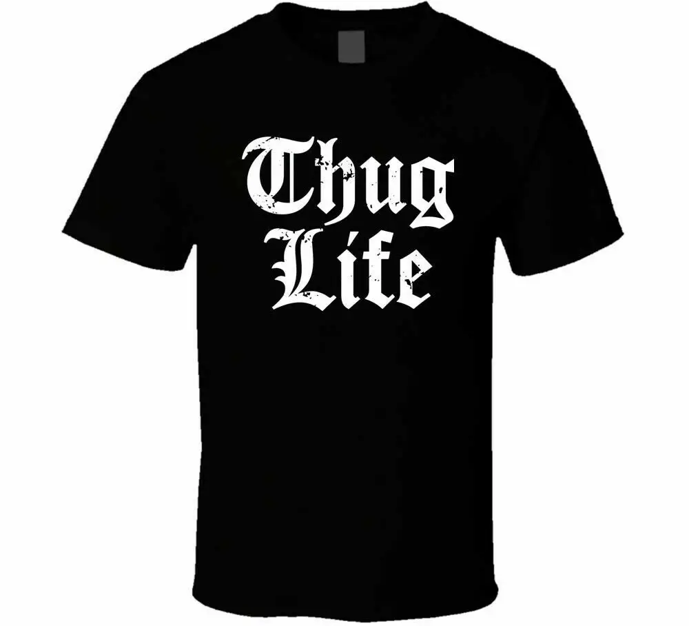 Thug Life гангста Гангстер Логотип новая рубашка черный|Мужские футболки| |
