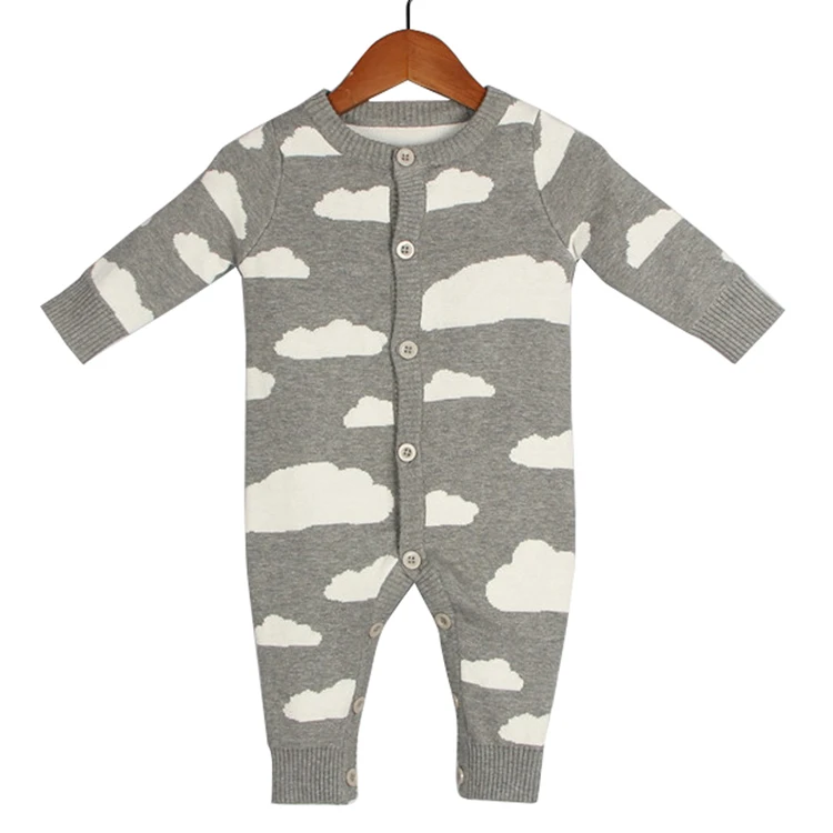Вязаные Комбинезоны для маленьких девочек вязаные Осенние с облаками