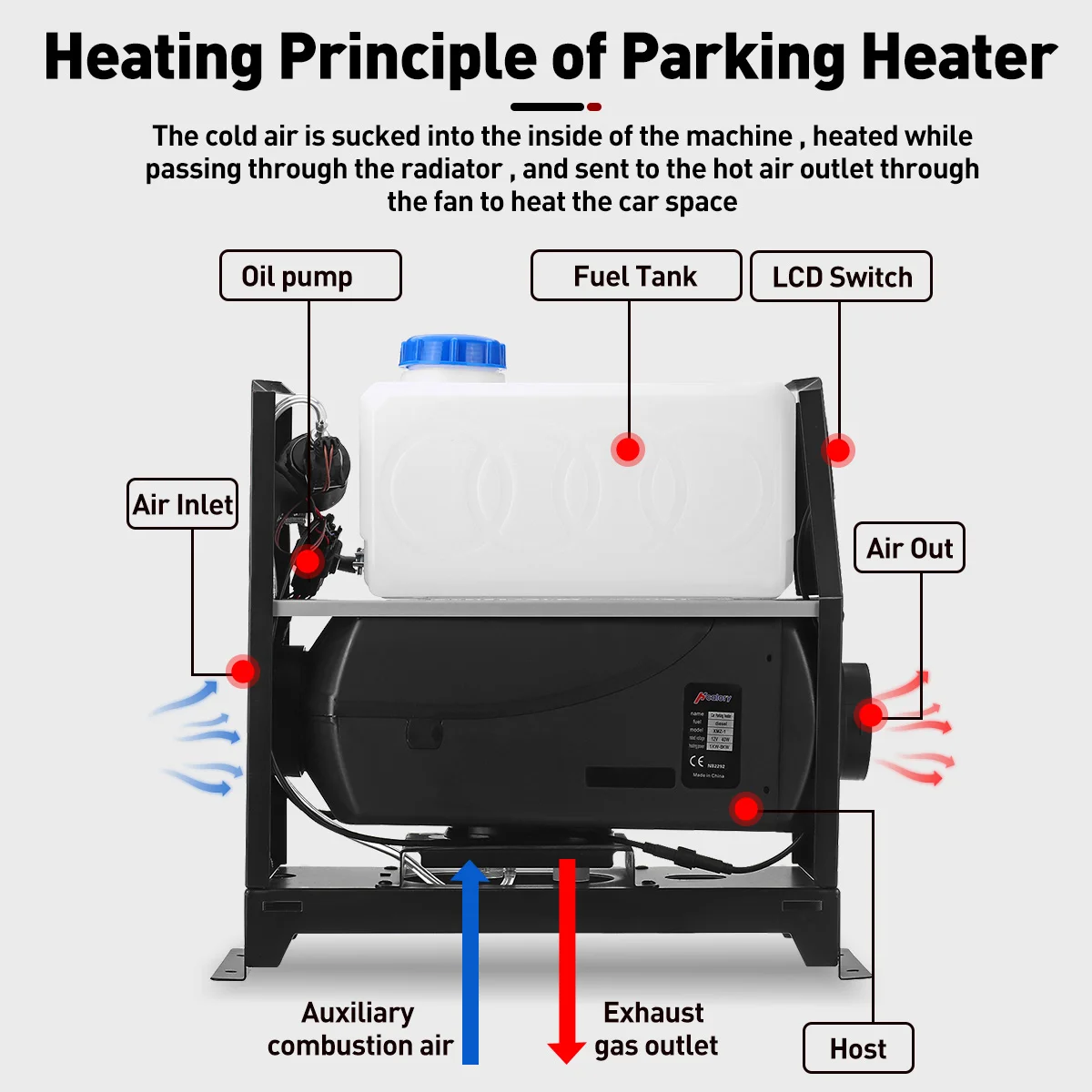 $91.36 Hcalory 2KW 8KW 12V All in One Car Heater Diesel Single Hole LCD Monitor Parking Warmer For Car Truck Bus Boat RV Air Heater