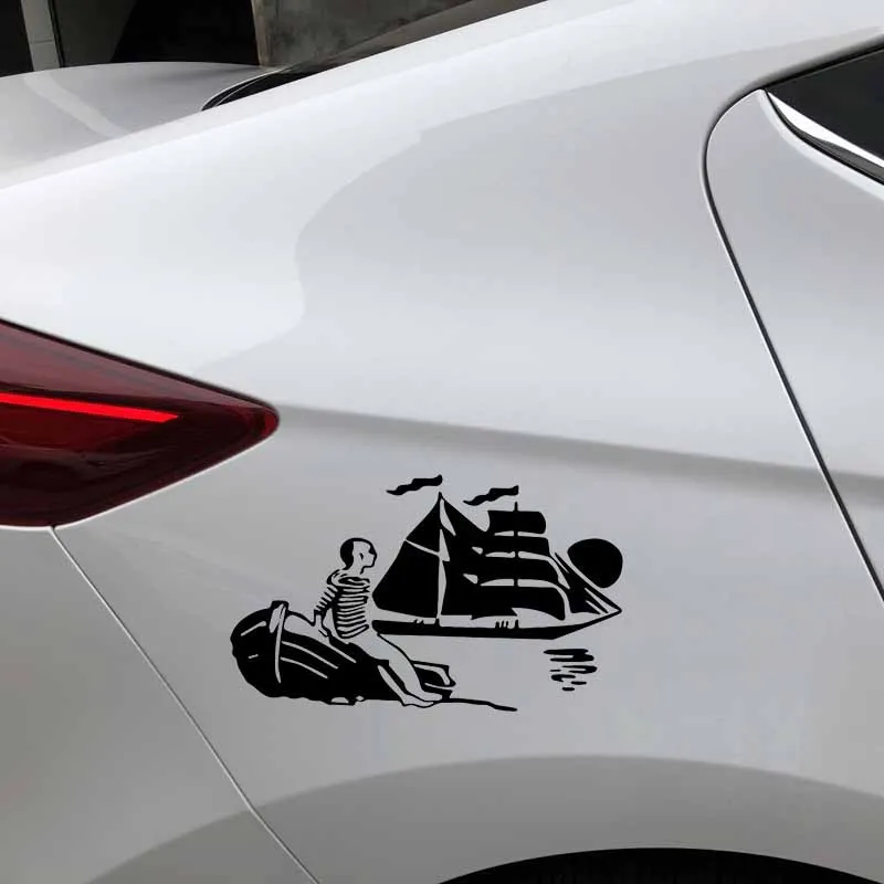 

Fashion Boy Boating In The Ocean Decals High Quality Car Decoration Personality Pvc Waterproof Decals Black/white, 18cm*11cm