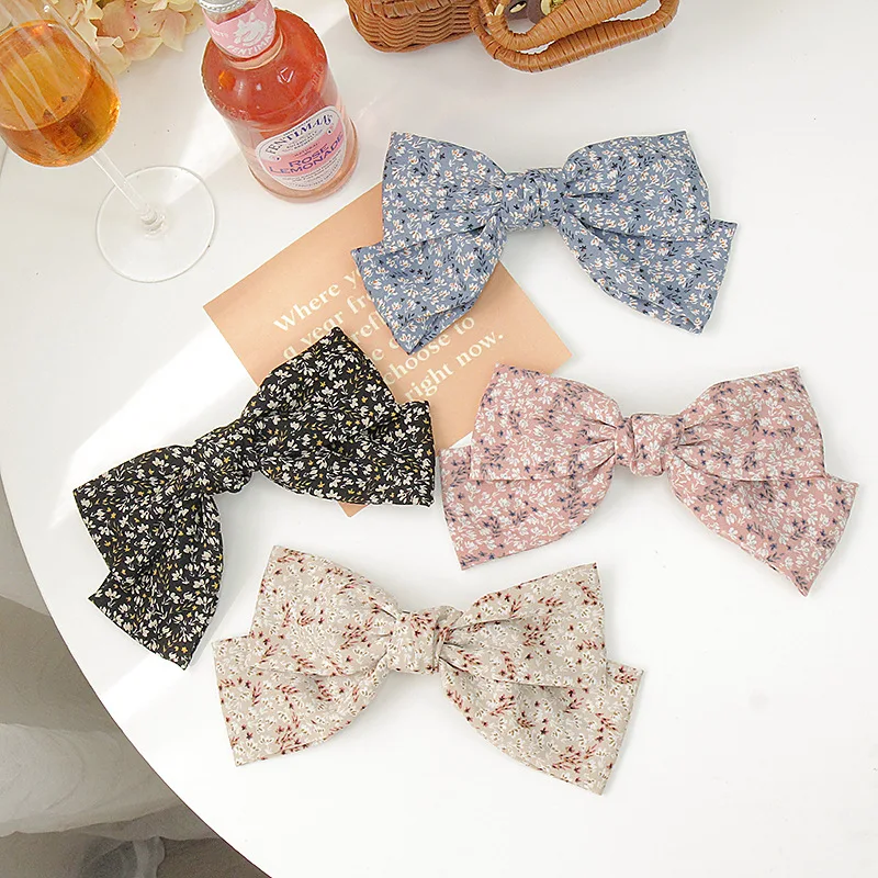 

1PC Fashion Satin Cloth Big Barrette Bow Hair Clip For Female Korean Style Floral Hairpin Hairband Hair Accessories Headear Hot