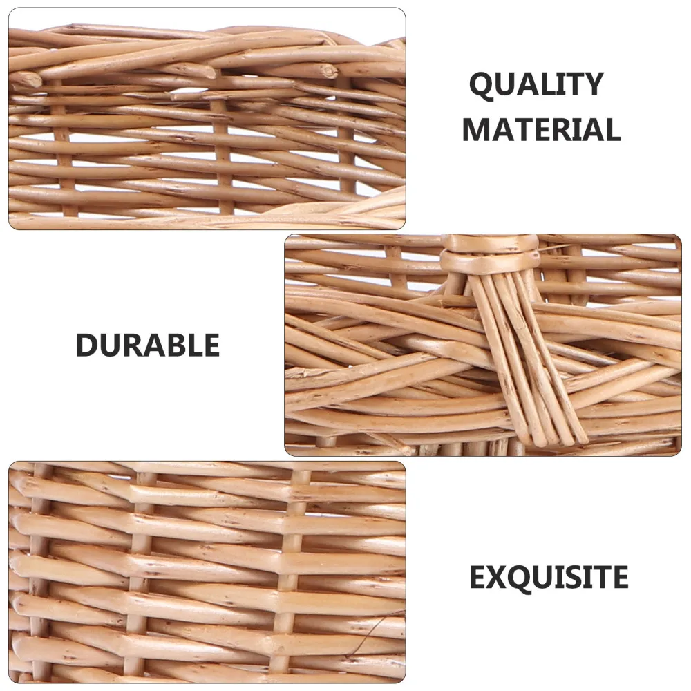 

1Pc Outdoor Vegetable Container Picnic Fruit Holder Weaving Bakset (Brown)