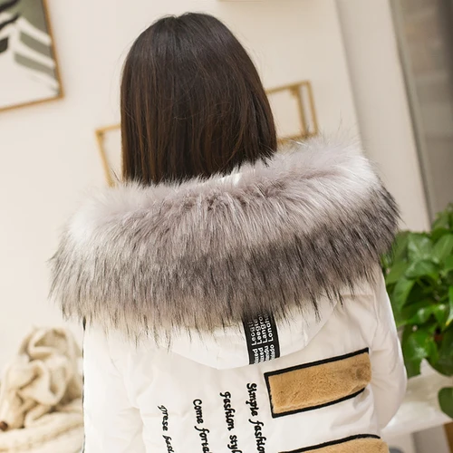 light grey raccoon Креативный модный теплый зимний воротник из искусственного меха енота зимний мужской и женский искусственный мех енота парка меховой воротник пушистый меховой воротник - Цвет: light grey raccoon