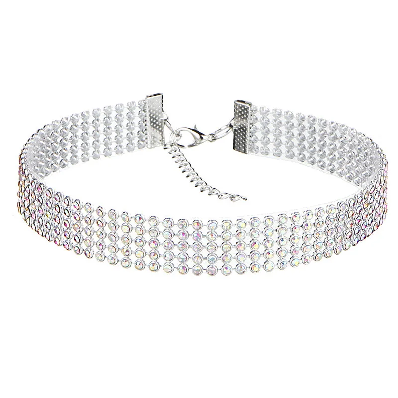 

NEW Crystal Rhinestone Choker Necklace Women Wedding Accessories Silver Color Chain Punk Gothic Chokers Jewelry Collier