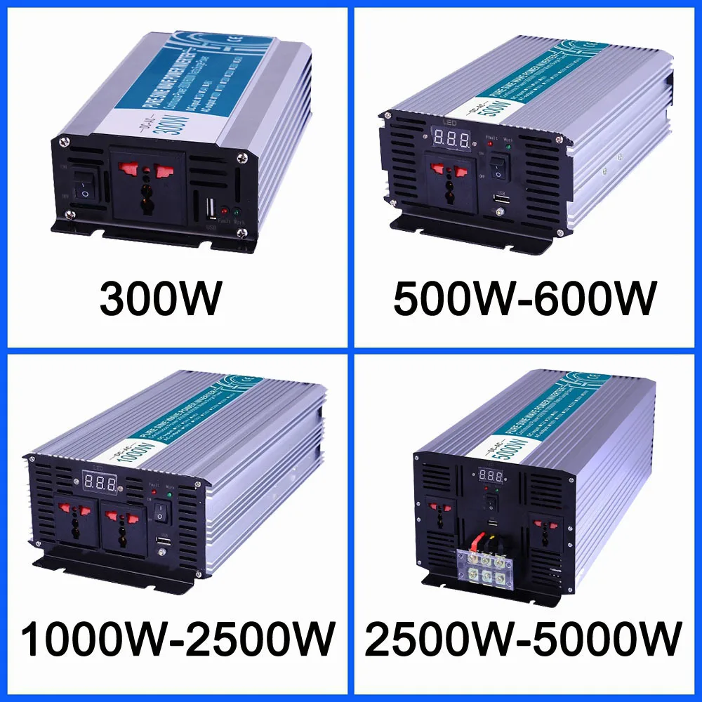 Инвертор синусоидальной волны постоянного тока от 12 до 220 В универсальный разъем