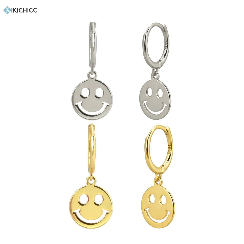 

Kikichicc 925 Sterling Silver Smile Mood Drop Earring Emotional Face Dangle Charms Women Luxury Plain Pendiente Jewelry For Gift