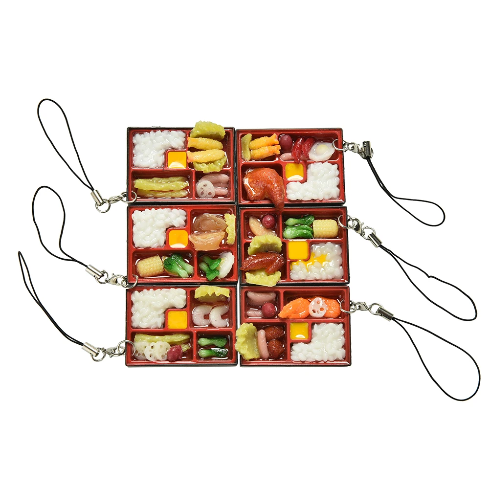 

1 Pcs Simulation Sushi Bag Decoration Keyring Fake Japanese Food Box Lanyard Bag Parts Random