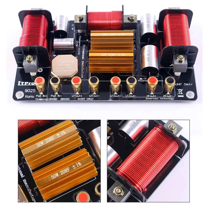 Двухбасовый 2-сторонний 3-блочный динамик 1800 Вт Hi-Fi Частотный разделитель фильтры