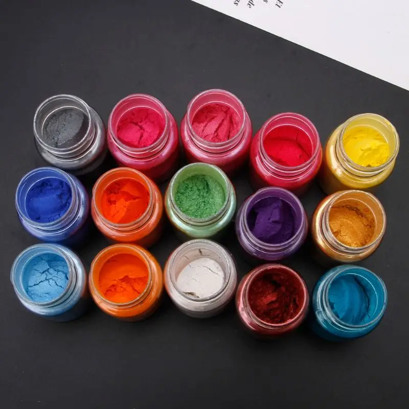 

15 Colors Mica Powder Epoxy Resin Dye Pearl Pigment Natural Mica Mineral Powder E56C