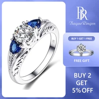 bague ringen classic 100 925 sterling silver sapphire gemstone wedding engagement rings for women fine jewelry gift wholesale