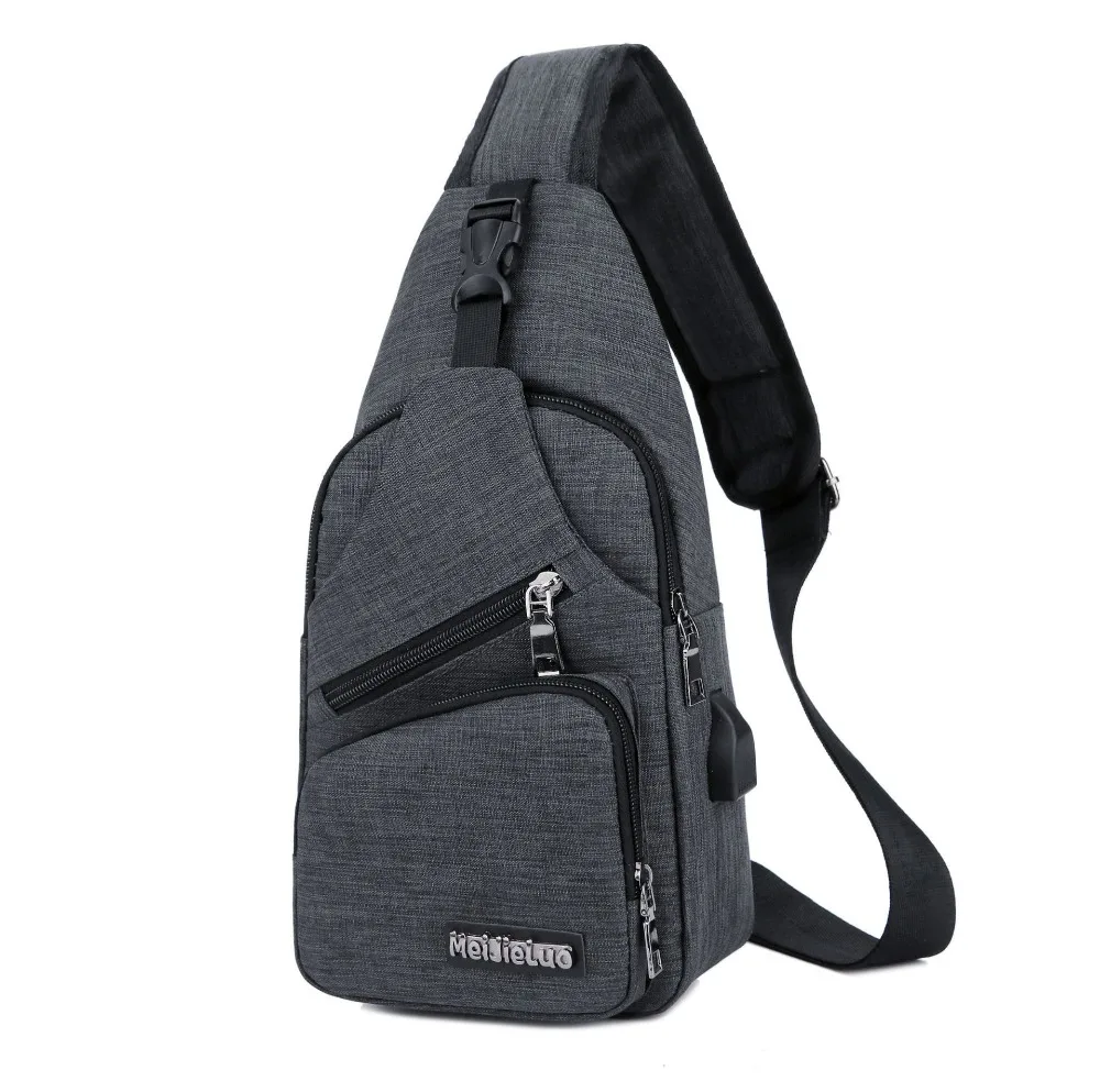 

Designer Travel Sling Shoulder USB Charge Chest Bag for Men Casual Multifunction Waterproof Crossbody Bag Short Trip Hot Sale