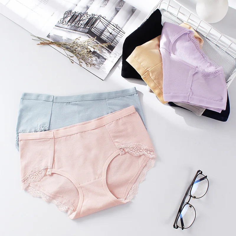 Японское хлопковое нижнее белье женские трусы кружевные трусики со средней