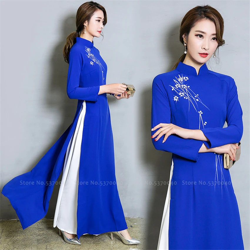 Традиционное платье-Ципао с цветочным рисунком для женщин традиционное