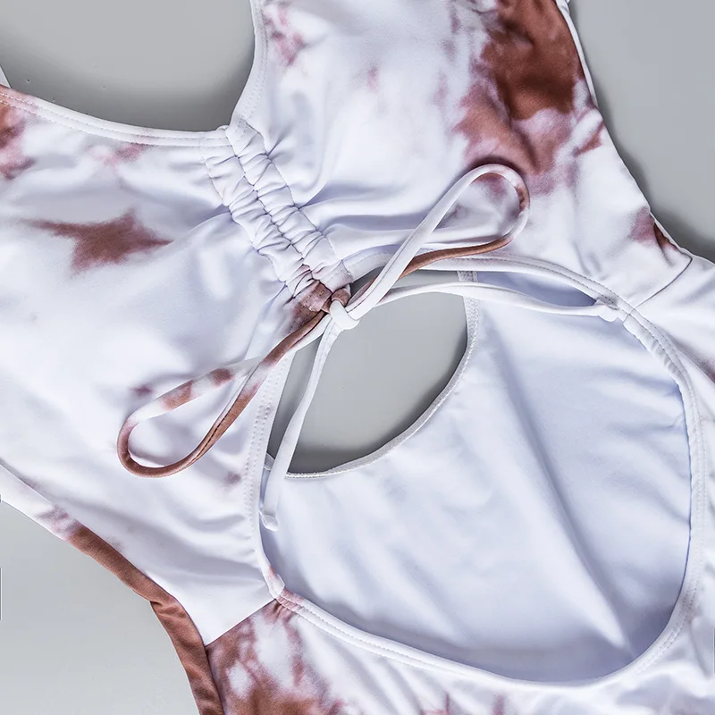 Цельный купальник с завязками на шее 2020 бикини высокой талией бразильский