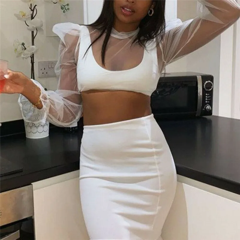 Модная сексуальная женская прозрачная сетчатая рубашка новые белые топы с