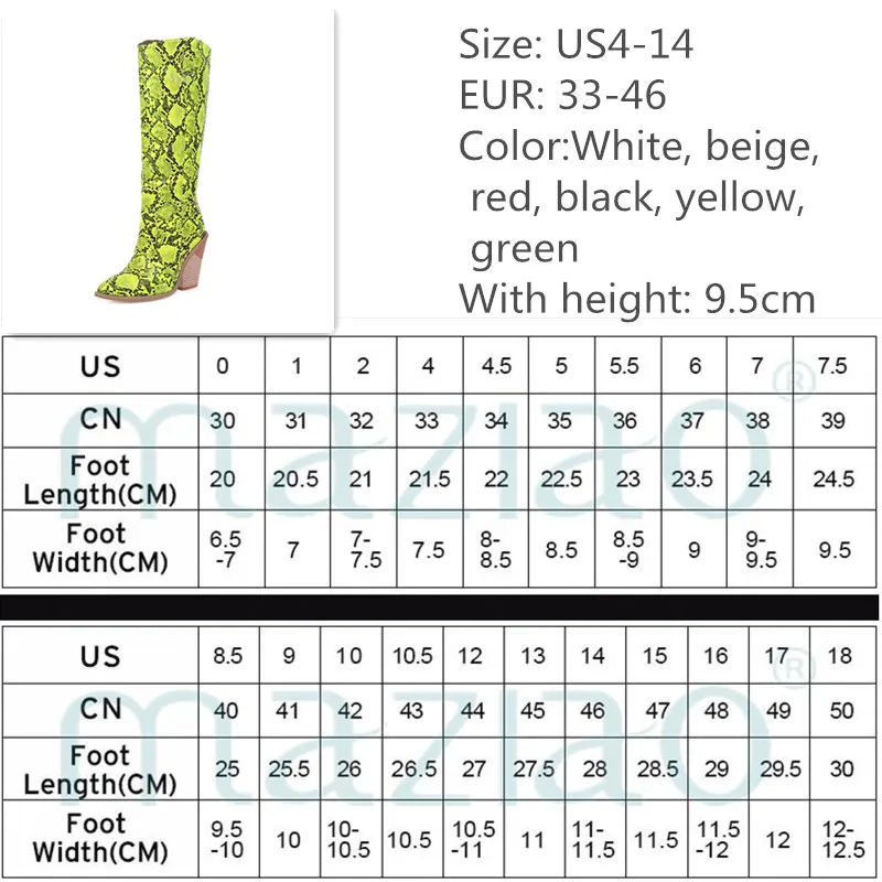 Western Cowboy Knee High Boots Snake Print Women Fashion Strange Style Heels Long Autumn Winter Woman Shoes | Обувь