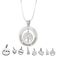 personalized stainless steel jewelry necklace for women round life tree diy pendant customized engraved name lover family gifts