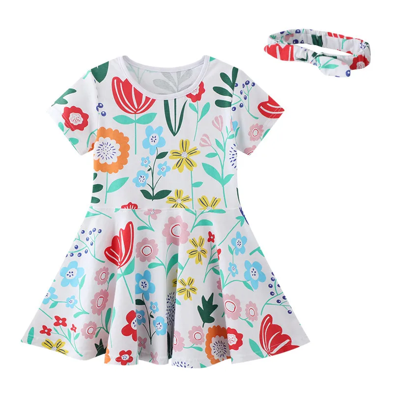 

Jumping Meters Summer Flowers Print Princess Dresses For Baby Girls Costumes Floral Toddler Frocks Kids Tutu Dress