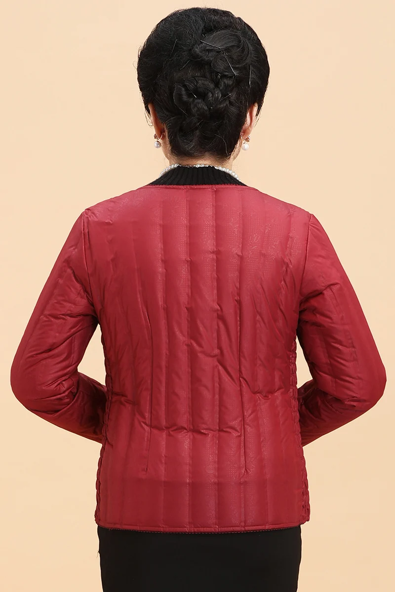 

CHERICOM new autumn and winter simple leisure middle-aged V-neck long sleeve down shirt