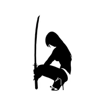 creative car sticker modeling sexy samurai girl blacksilver pvc applique body scratch decoration zww 2135 14 8cm 7 8cm