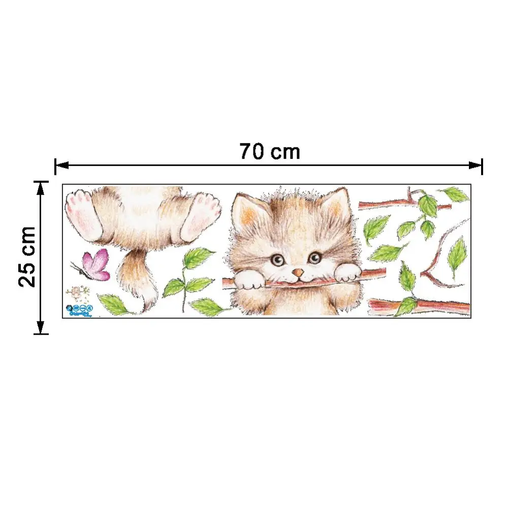 Симпатичные с рисунками кошки и бабочки ветка дерева Наклейка на стену настенные