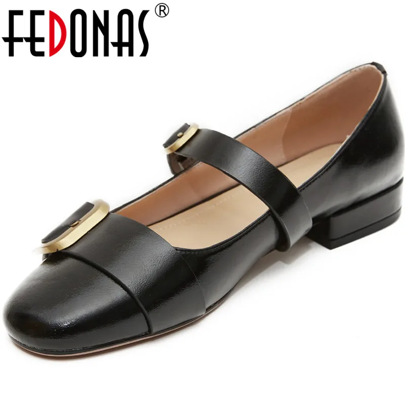 

Женские вечерние Фли с металлической пряжкой FEDONAS, коричневые туфли из натуральной кожи на каблуках, на весну 2021