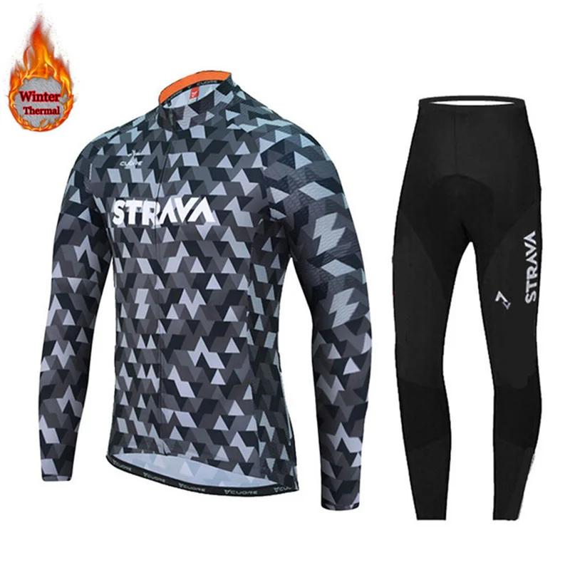 

STRAVA Breathable Quick-drying Men Pro Cycling Jersey Set Bicycle Suit Long Sleeves Outdoor Sportswear Climbing Riding Clothing