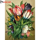 Алмазная картина Huacan 5d сделай сам, мозаика с цветами тюльпанов, вышивка крестиком с цветами, домашний декор, искусство страз