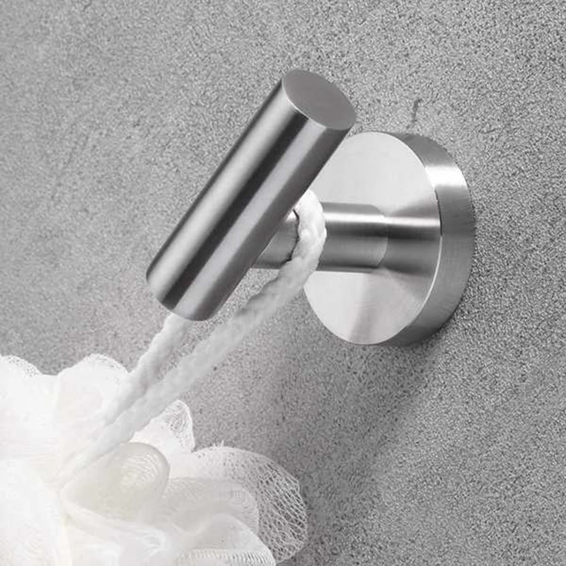 

New 4 Pcs Bath Towel Hook Gown Hook Wall-Mounted Hook 304 Stainless Steel Clothes Hook Suitable for Bathroom Bedroom Hotel