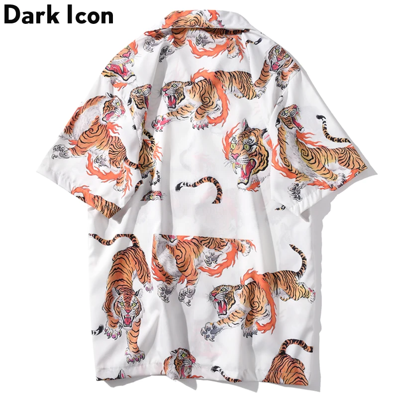 Dark Icon Tiger Full Print Hip Hop Shirt Men Women 2020 Summer Streetwear Men's Shirt Casual Shirts for Men