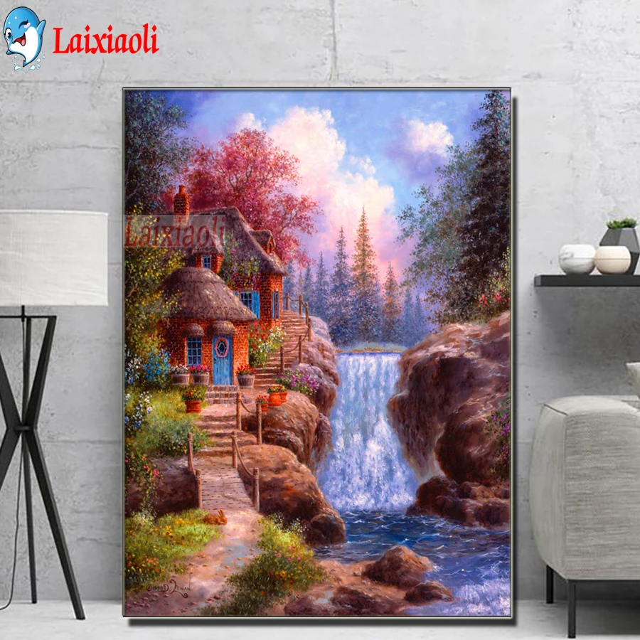 

Алмазная 5d картина спокойствие Фолз, полноразмерная вышивка с изображением сада, цветка, мозаика, украшение для дома, настенная наклейка