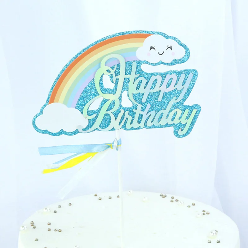 5 шт. радужное облако блестящий Топпер для торта детей товары дня рождения