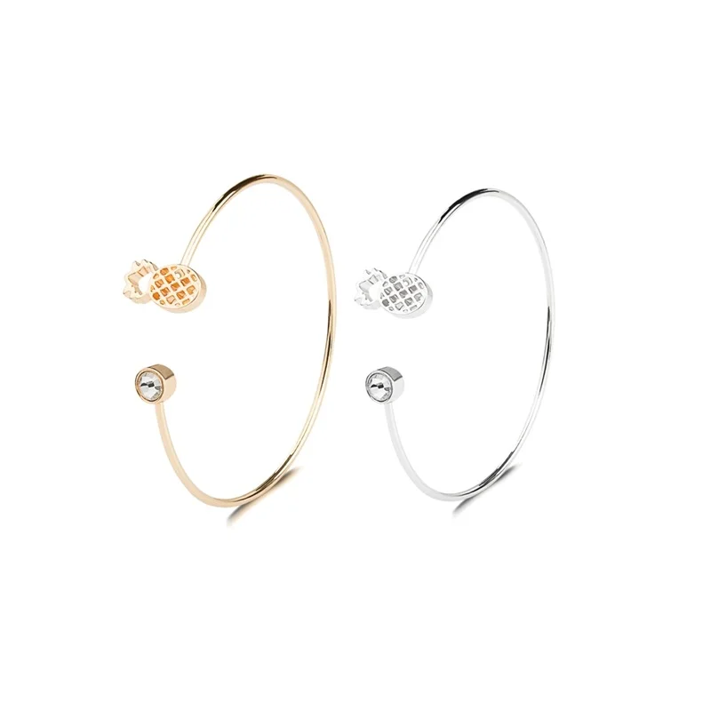 Новая мода Стиль 3 Цвет ананас Открытые Браслеты из нержавеющей стали для женщин