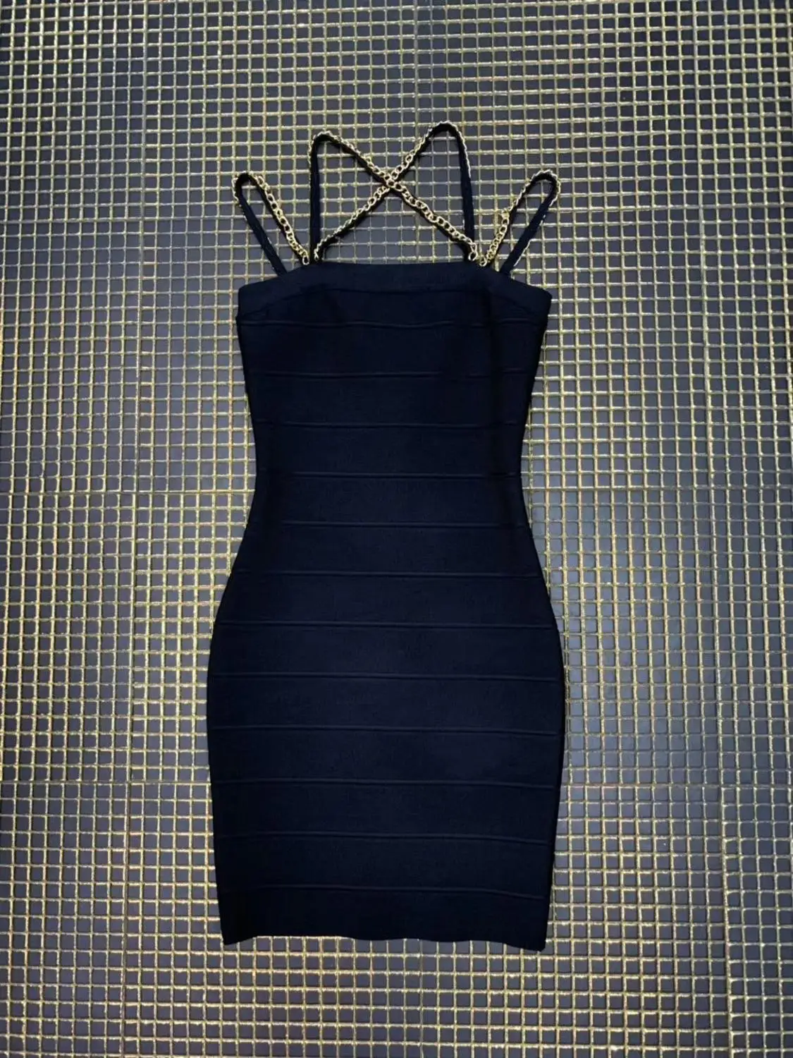

2019 New Arrival Elegant women sexy women black spaghetti strap bodycon Bandage Dress wholesale