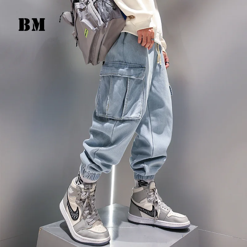 Korean Fashion Hip Hop Plus Size Harem Pants Jeans 2021 Spring Denim Casual Jogging For Men Streetwear Kpop Baggy Joggers | Мужская