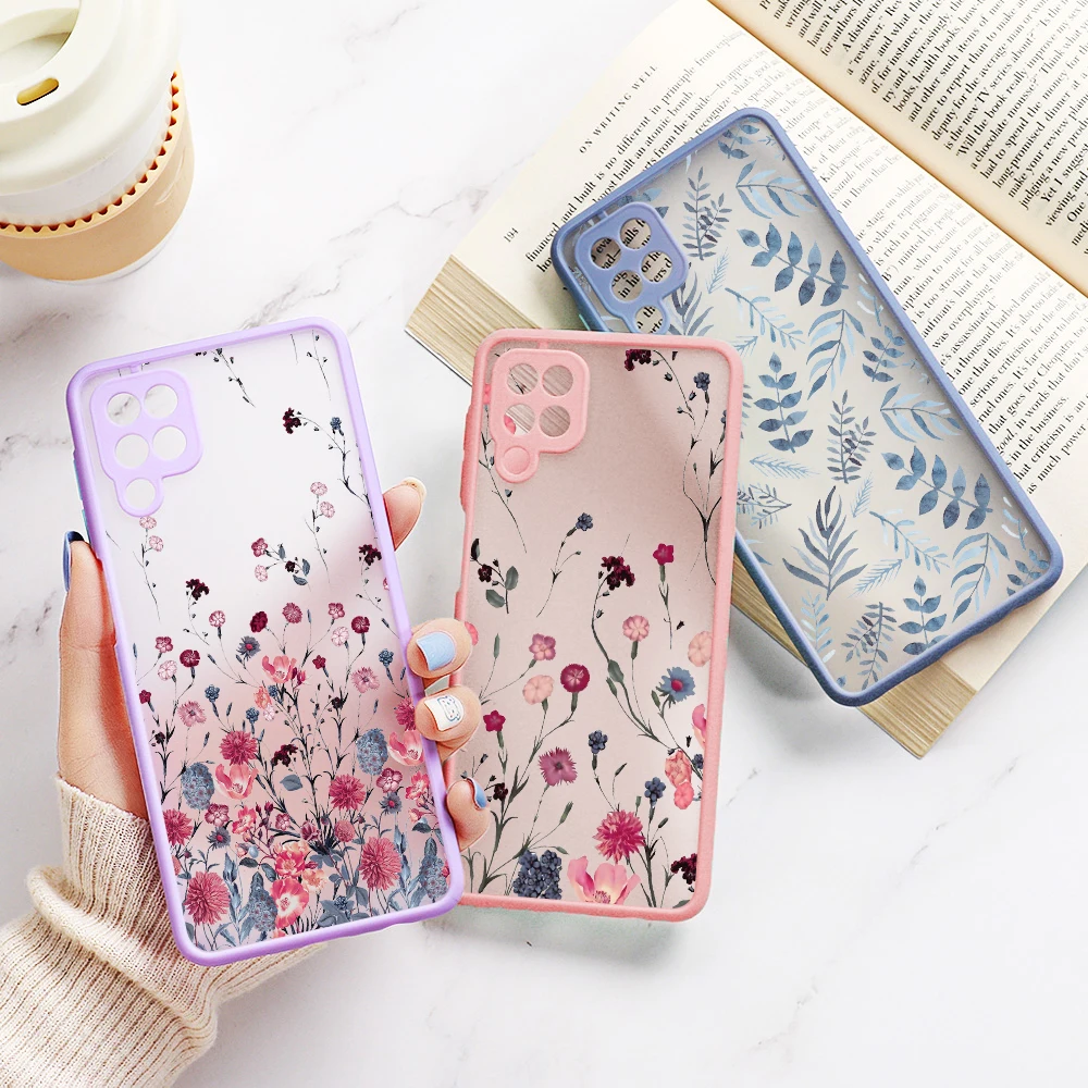 

M31 Funda For Samsung A51 Case Samsung A50 A32 A31 A12 A52 A70 A71 A72 A21s A30 A20 S21 Ultra S20 FE Plus Flower TPU Matte Cover