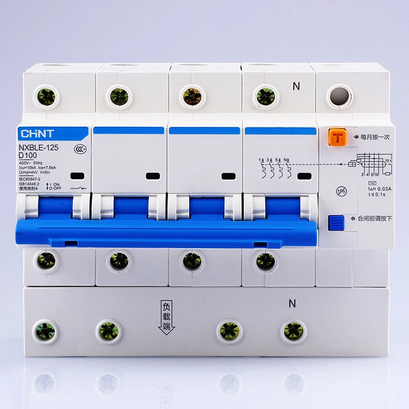 Устройство для остаточного тока CHINT AC230/400V NXBLE 125 4P D 63 80 100 125A Тип переключатель