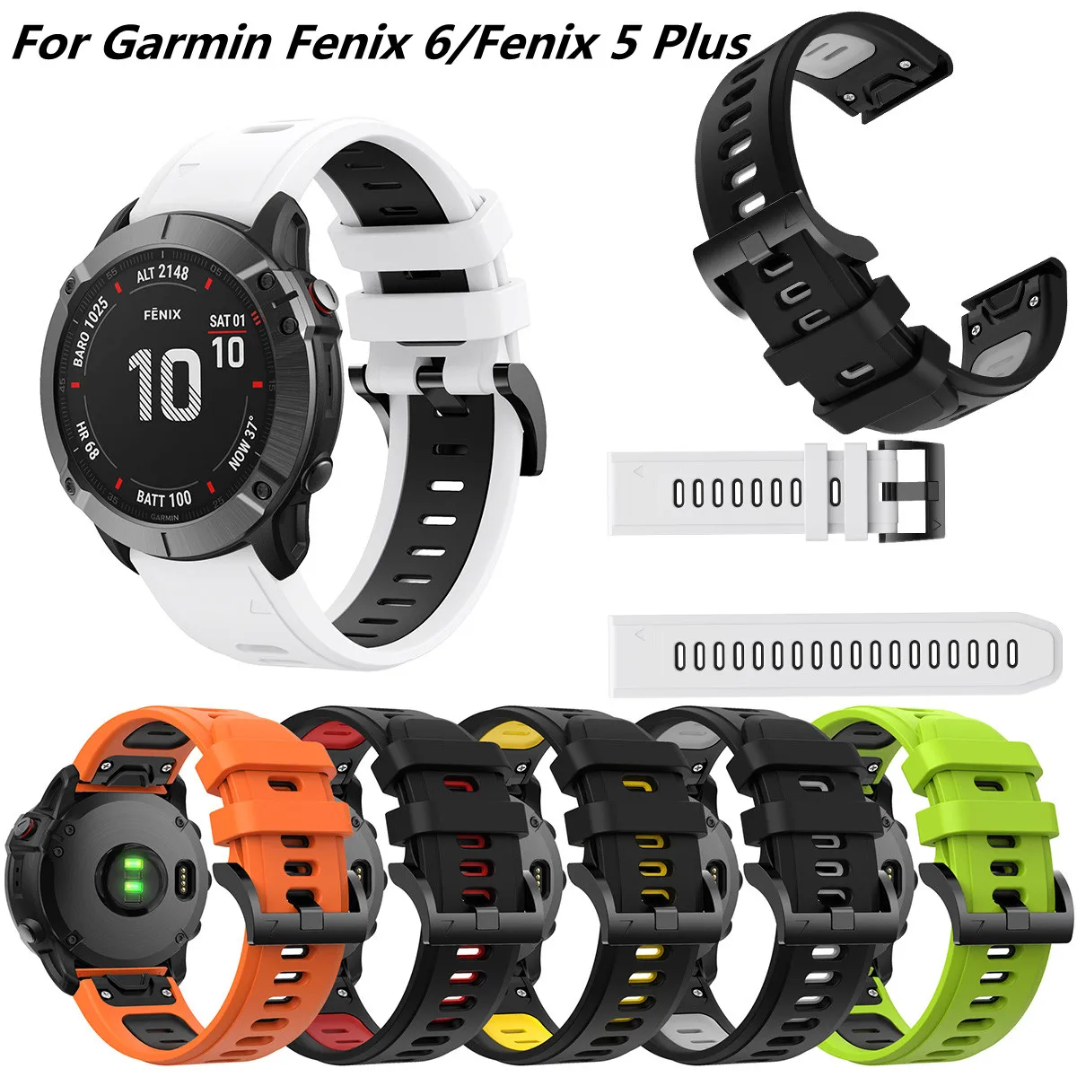

22mm Silicone Watchband Wrist Strap For Garmin Fenix 6 Fenix 5 Plus Forerunner 945 935 Instinct Easy fit Quick Release Bracelet