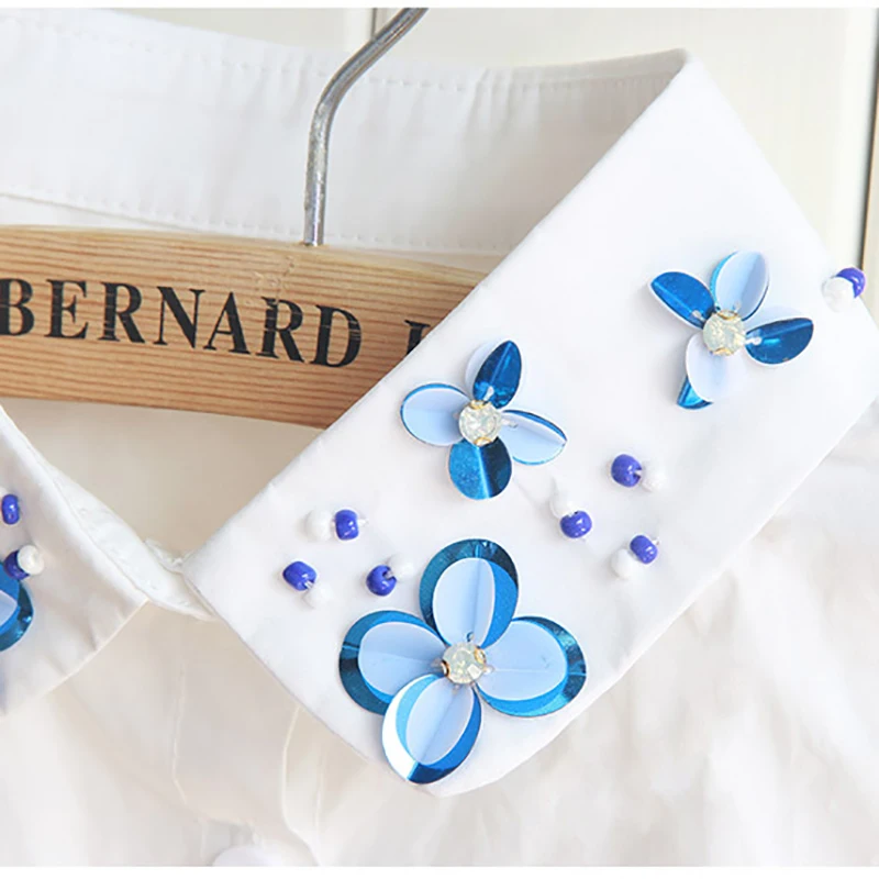 Falsa бисером орхидеи съемный S Съемная Манишка рубашка с фальшивым воротником из