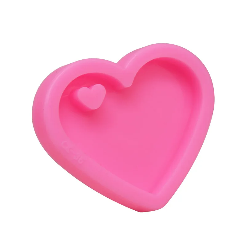 

DIY Silicone Mirror Epoxy Love Heart Keychain Mold Fondant Cake Baking Mould Resin Keychain Mold