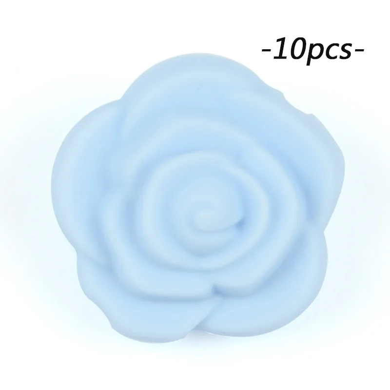 pastel blue LOFCA 10 шт Силиконовые Бусины розы пищевой силиконовый продукт для детей для изготовления ювелирных изделий Детская Соска-подвеска BPA бесплатные игрушки - Цвет: pastel blue